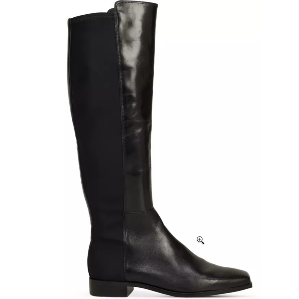 Vince Camuto Black Leather Stretch Knee High Square Toe‎ Boots WIDE CALF 8M NEW